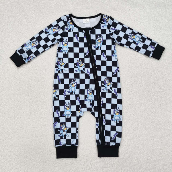 LR1910 RTS baby clothes plaid cartoon dog baby winter romper