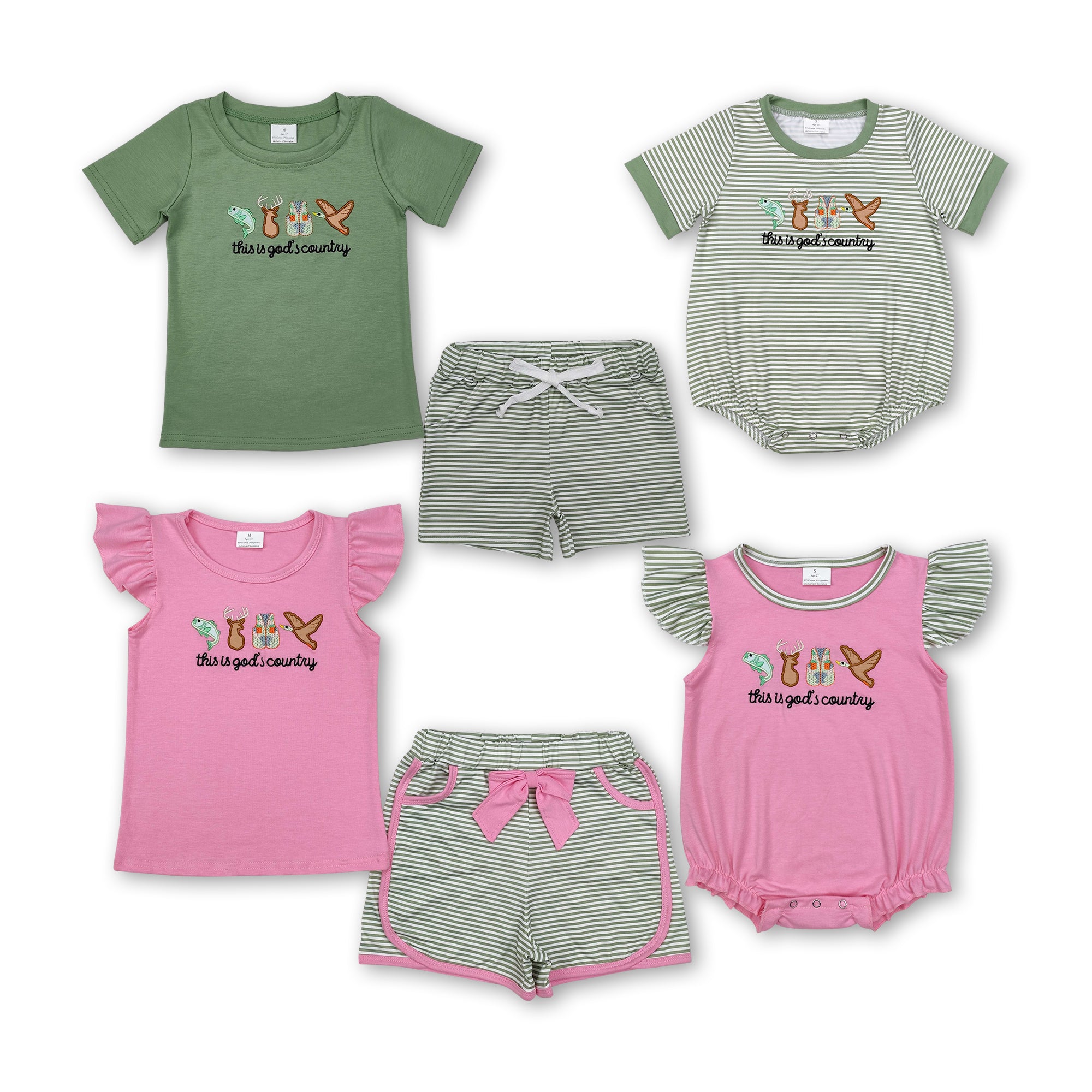 RTS kids clothing boys and girls summer matching clothing set this is gods country