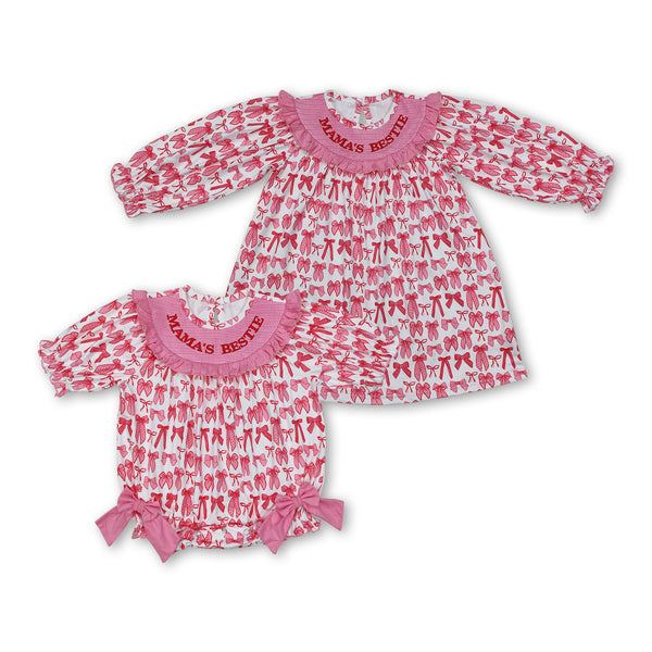 RTS kids clothing Matching Summer Bow Grandmillennial Smock Clothing