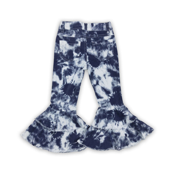 P0035 baby girl clothes tie dye girl jeans bell bottom pant