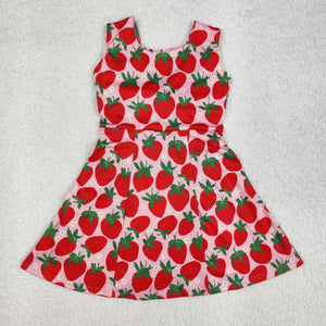 GSD1843 RTS toddler clothes strawberry baby girl summer dress yoga clothes