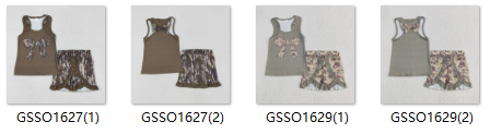 RTS baby clothes girl summer set  camo bows baby summer shorts set