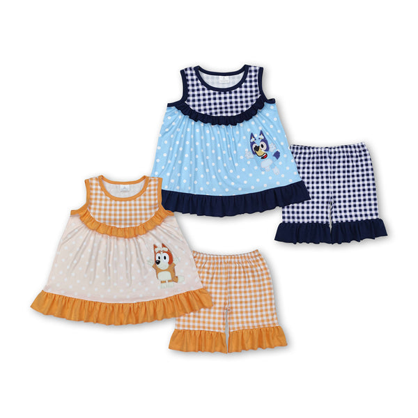 RTS toddler clothes matching clothing cartoon dog kids summer shorts set