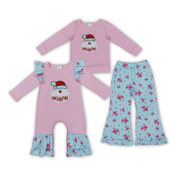 RTS Matching clothing kids christmas embroidery floral print baby girl long sleeve romper and outfit-2026.10.7