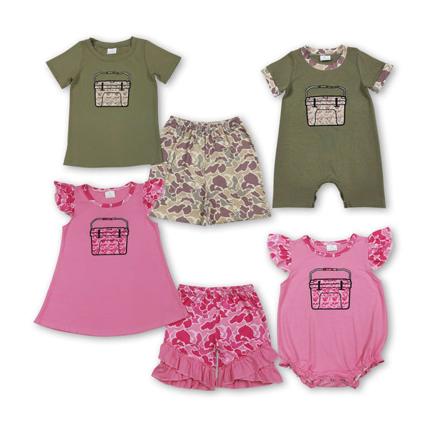 RTS kids matching clothing embroidery fishing print clothing baby summer clothing-2026.1.19