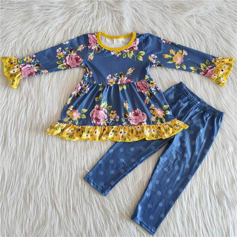 6 A26-15 girl winter navy flower floral long sleeve set--promotion 2024.12.14 $2.99