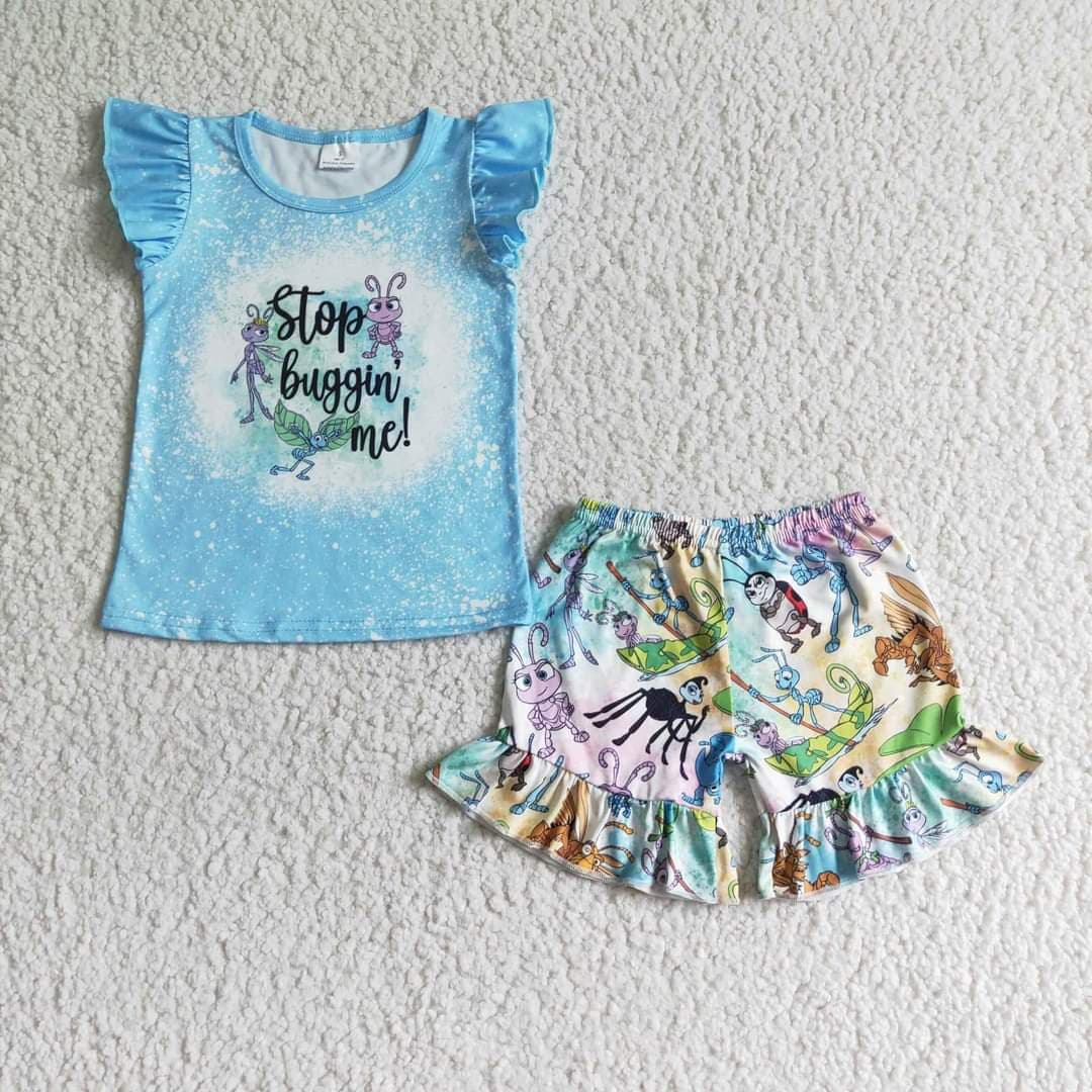 GSSO0084 kids clothing summer blue stop cartoon set-promotion 2024.5.18 $5.5