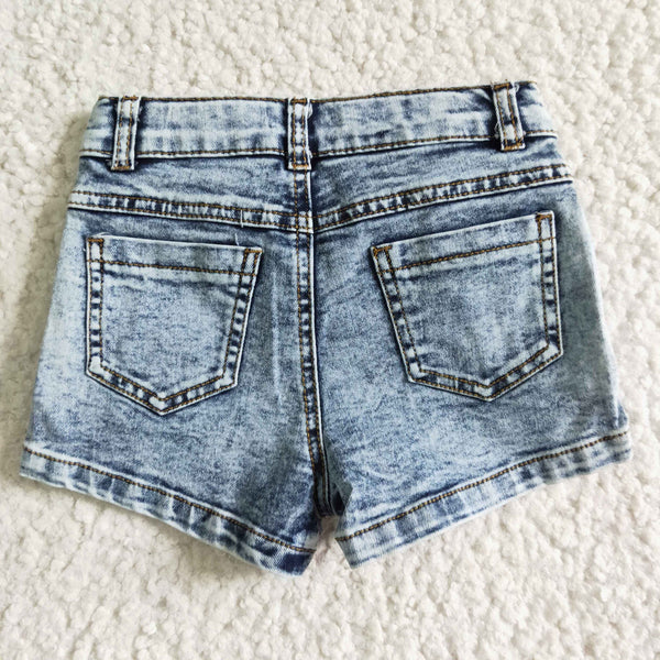 SS0011 girl summer blue denim shorts