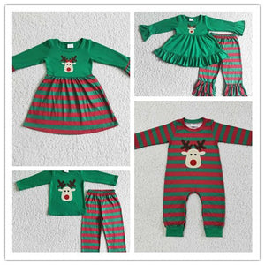 kids christmas deer applique matching clothes