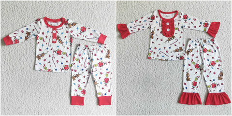 kids christmas long sleeve pajamas