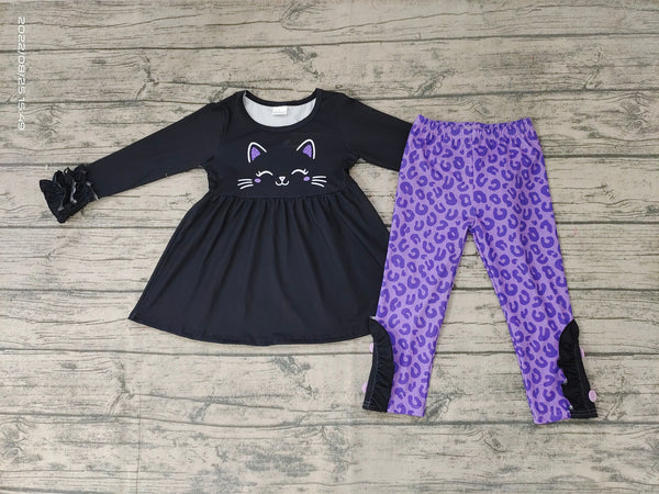 GLP0212 cat purple toddler girl clothes long sleeve outfits