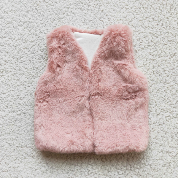 GLP0309 kids clothes girls fur vest pumpkin outfit fall boutique kids clothing