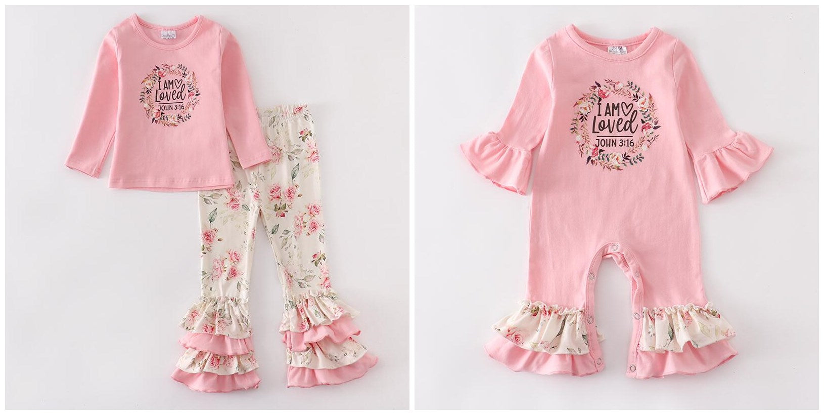 RTS loved pink floral matching baby girl clothes winter matching clothes