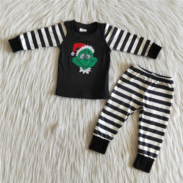 embroidery cartoon matching sleepwear christmas pajamas set