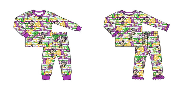 kids clothing Mardi Gras matching pajamas set