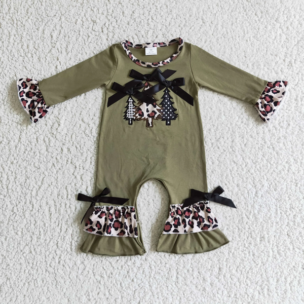 tree green embroidery matching baby winter clothes