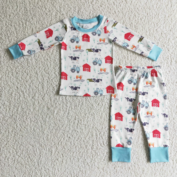 sleepwear children clothes farm winter pajama set