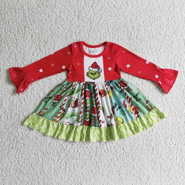 fur vest red cartoon baby girl clothes christmas dress 1