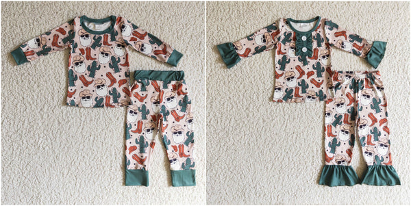 sleepwear green santa claus shoes matching pajamas set