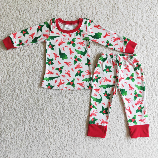 toddler clothes crawfish winter matching pajams set