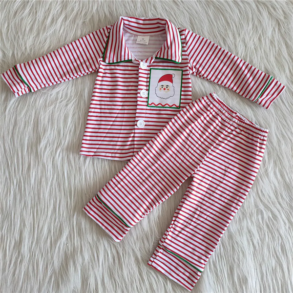 toddler clothes cotton res stripe santa claus matching christmas pajamas set