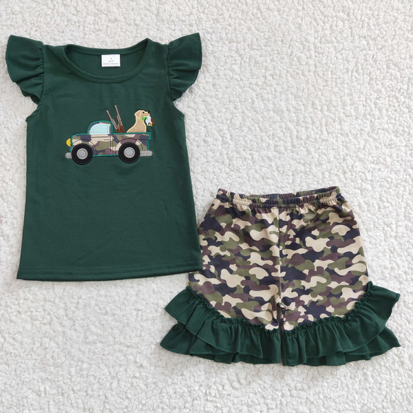toddler clothes embroidery green matching clothes set