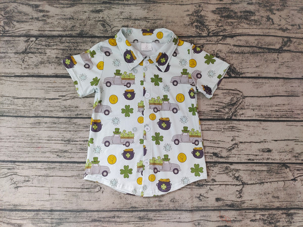 BT0181 baby boy clothes green lucky summer tshirt