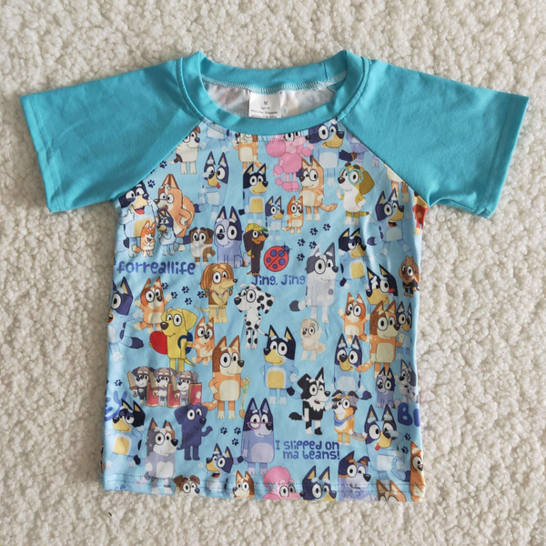 toddler clothes blue cartoon animal dog matching summer clothes