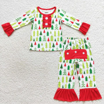 GLP0725 toddler girl clothes girl christmas pajamas set