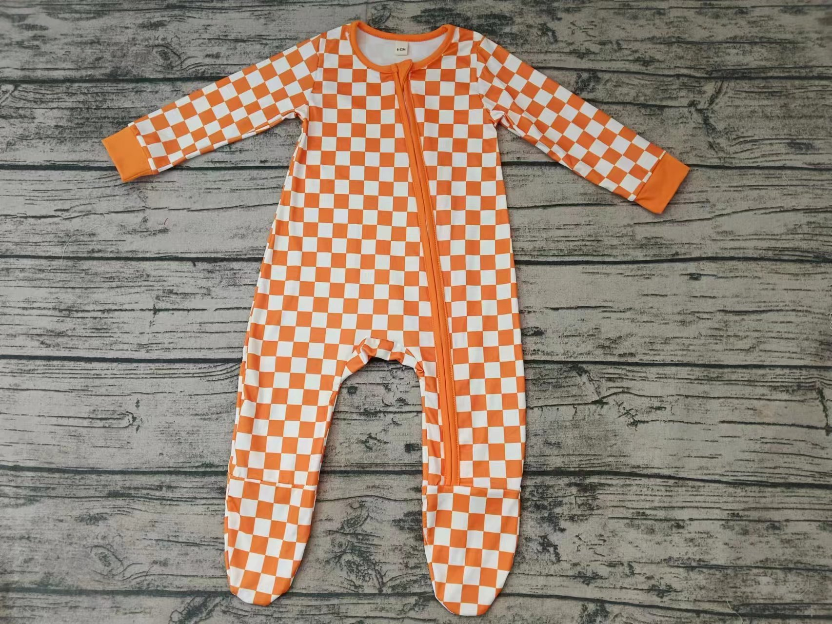 custom order MOQ:3pcs each design baby girl clothes orange plaid girl halloween romper