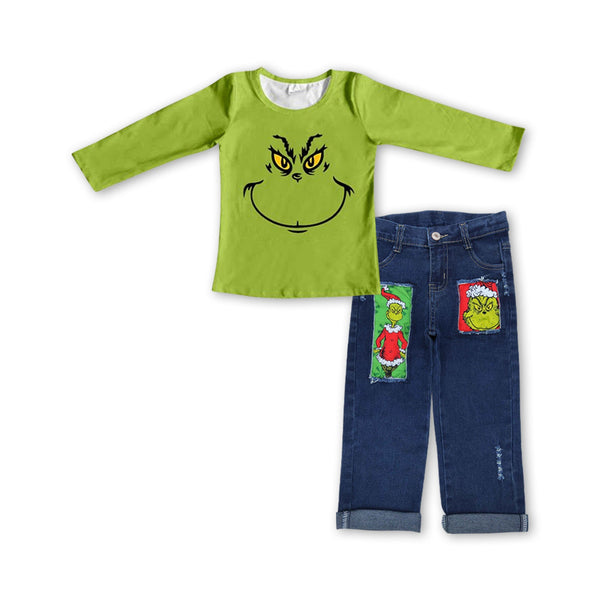 BLP0225 toddler boy clothes jeans set boy christmas outfit