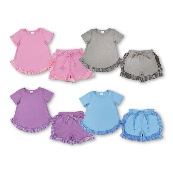 RTS girl clothes girl summer set cotton colorful summer shorts set