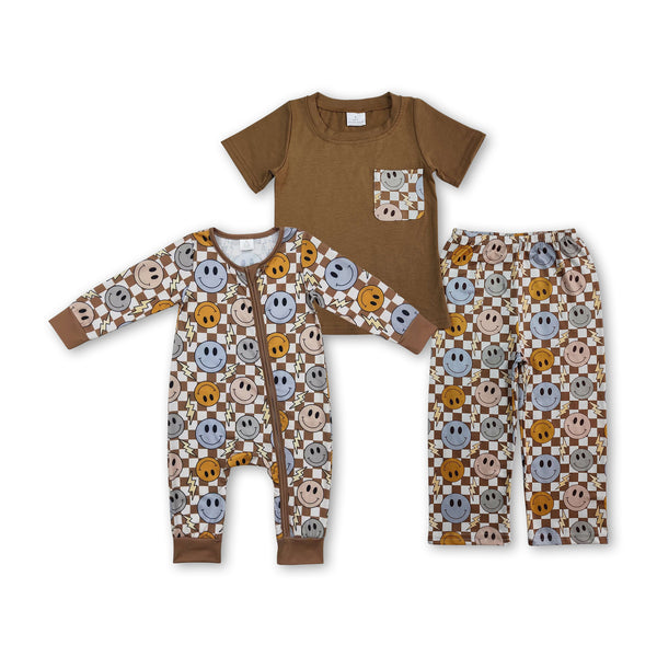RTS toddler clothes matching clothing brown smile boy clothing