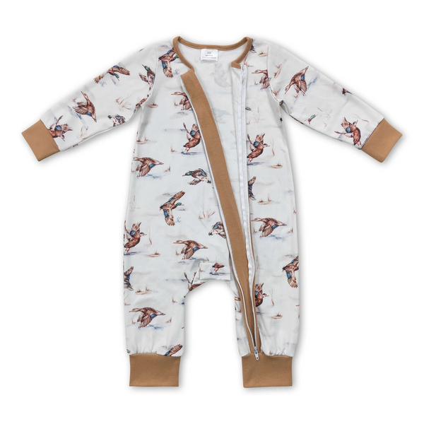 LR0816 RTS baby boy clothes mallard duck  boy winter romper hunting clothes