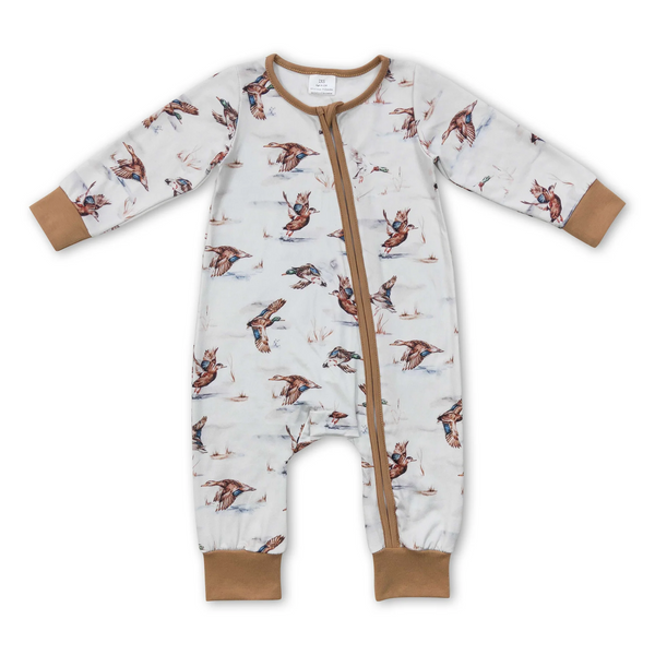 LR0816 RTS baby boy clothes mallard duck  boy winter romper hunting clothes