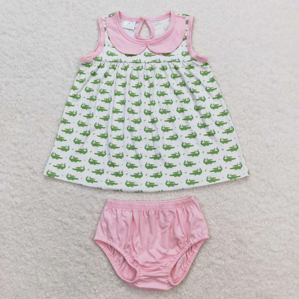 GBO0277 RTS baby girl clothes crocodile girl summer bummies sets