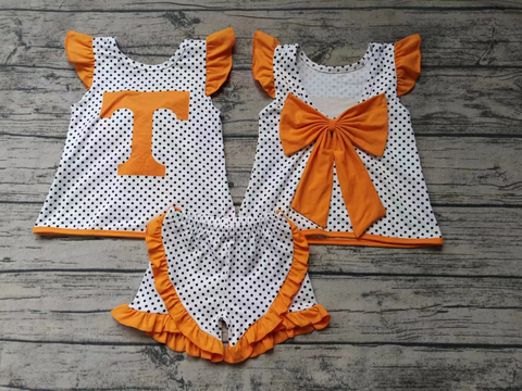 custom order MOQ:3sets each design baby girl clothes state summer shorts set bow set