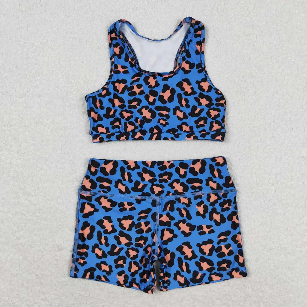 GSSO0901  RTS baby girl clothes leopard print toddler girl summer outfit swim suit