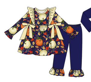 Custom order MOQ 3pcs each design toddler clothes pumpkin girl halloween outfit