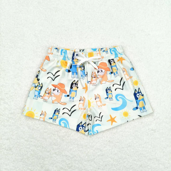 S0362 RTS 3-6M-6-7T baby boy clothes cartoon dog boy summer swim shorts