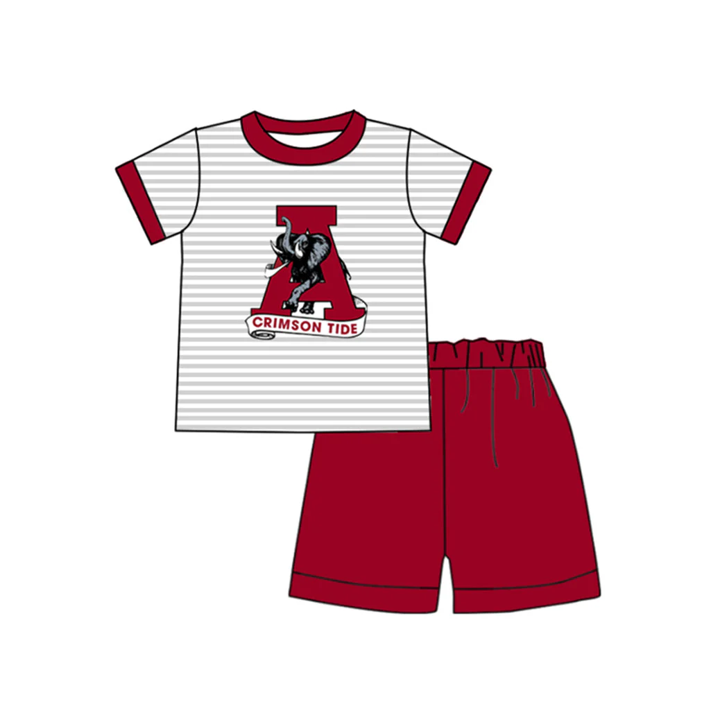 Custom order MOQ  3pcs each design boy clothes state boy summer shorts set 11