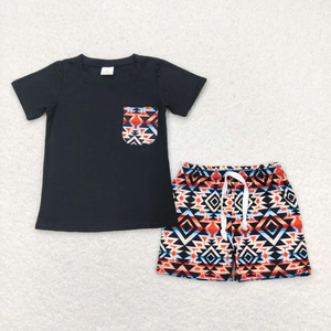 BSSO0678 RTS baby boy clothes aztec toddler boy summer outfit shorts set