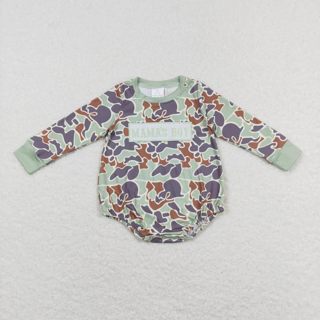 LR0829 RTS baby boy clothes camo mallard duck embroidery boy winter bubble