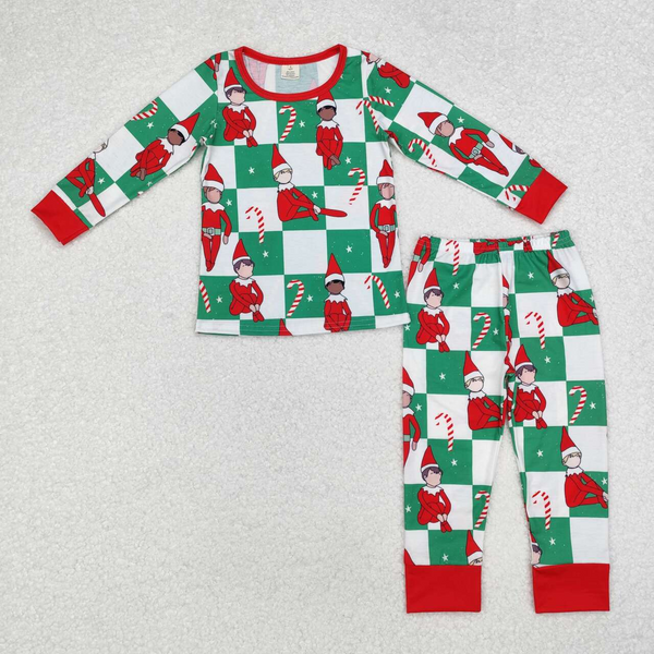 RTS kids matching christmas pajamas bamboo plaid christmas clothing