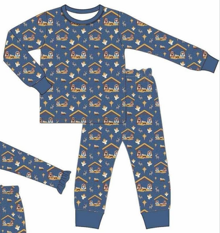 Custom order MOQ  3pcs each design baby boy clothes jesus boy winter pajamas set-bamboo