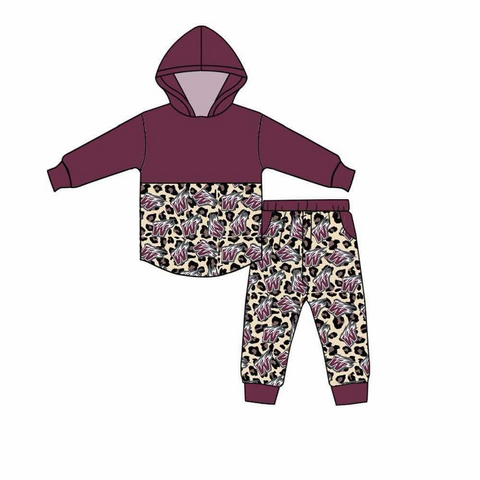 Custom order MOQ 5pcs each design toddler clothes state toddler winter hoodies set 1