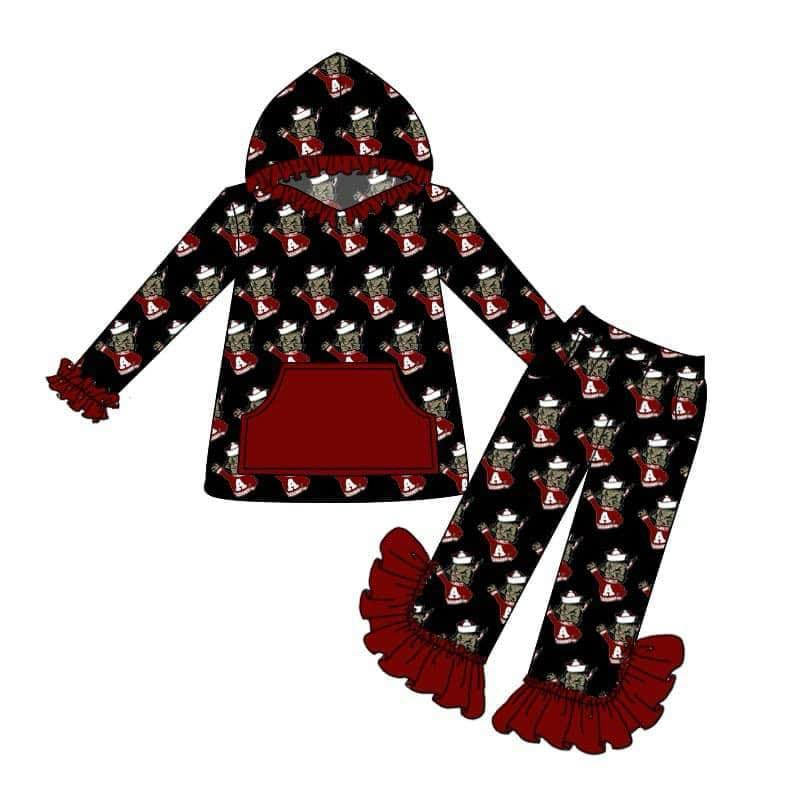 Custom order MOQ 5pcs each design toddler clothes state toddler winter hoodies set 3