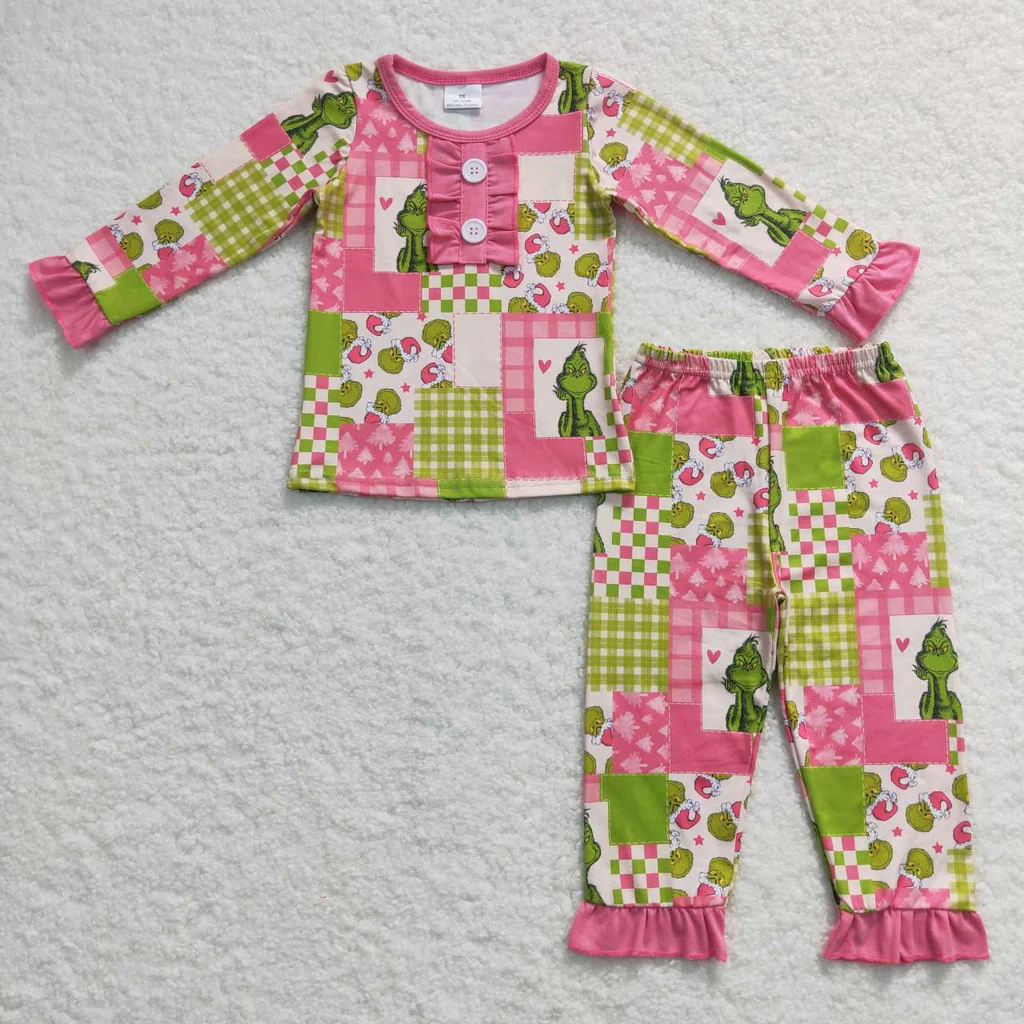 GLP0846 RTS baby girl clothes girl christmas outfit christmas pajamas set