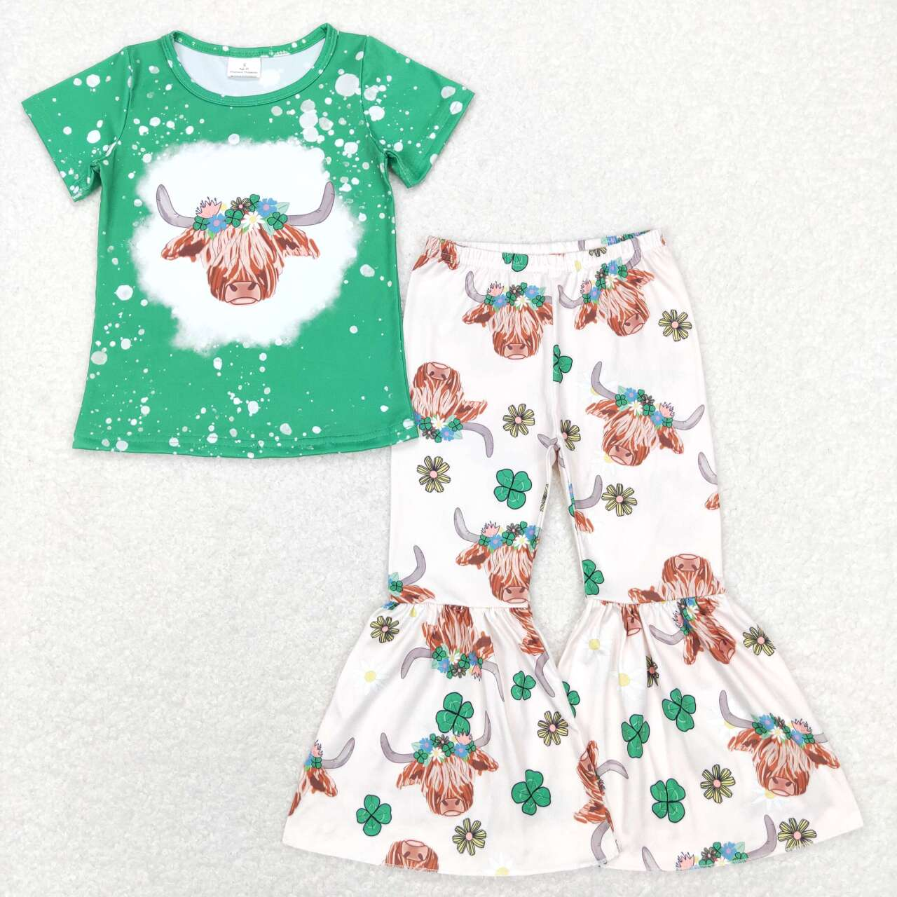 Kids clothing matching St. Patrick's Day highland cow clothing