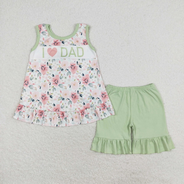 RTS kids girl matching clothes I love dad summer clothes